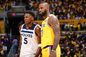 Leia mais sobre o artigo Anthony Edwards fala sobre o desafio de eliminar LeBron James e encara confronto direto contra os Lakers nos playoffs