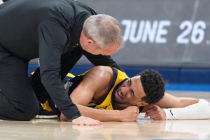 Read more about the article yrese Haliburton rompe o tendão de Aquiles e pode perder toda a temporada 2025-26 da NBA